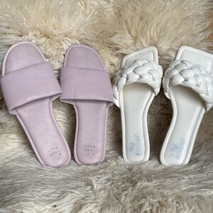 Chic Women's Slide Sandals - Light Purple and White